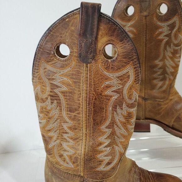 Double H Cowboy Boots Womens 7M Daniela 12" Work Roper Brown Leather Rustic USA - Picture 3 of 9